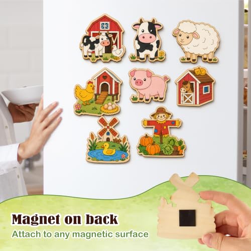 24 Pcs Farm Animal Party Favors, DIY Wooden Painting Crafts Kit - Product Imagery