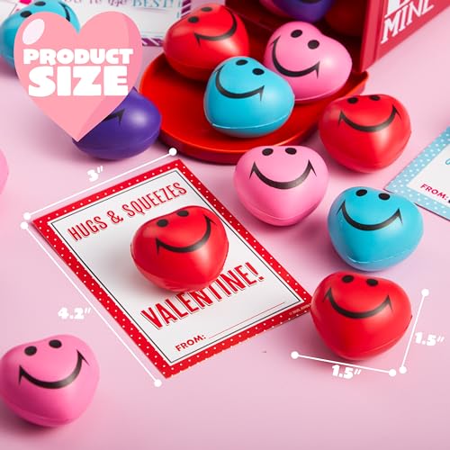 JOYIN 28 Packs Heart Shape Stress Ball with Cards Stress Relief - Product Imagery