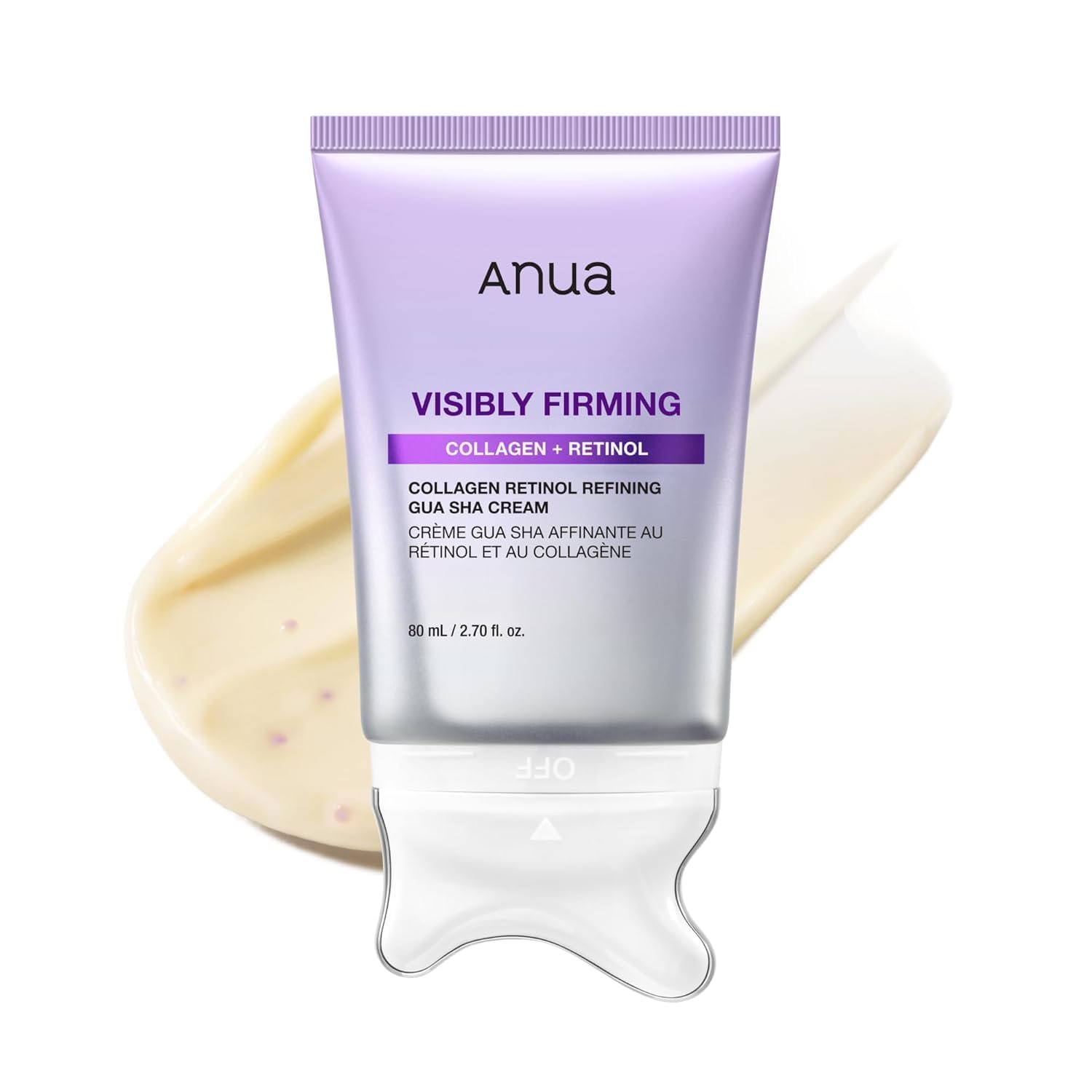 ANUA Collagen Retinol Refining Gua Sha Cream, 2.7 fl.oz | Neck Cream for Lifting & Firming, Jawline to Décolleté, Daily Moisturizer, Fine Line Care, Neck Massager, Korean Skincare - ANUA Official Product View 1