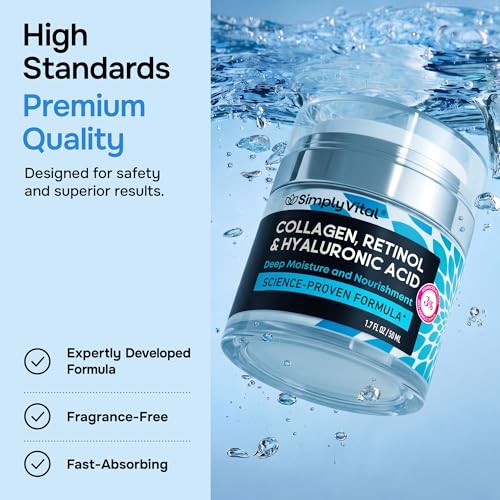SimplyVital Face Moisturizer Retinol Collagen Hyaluronic Acid - Product Imagery