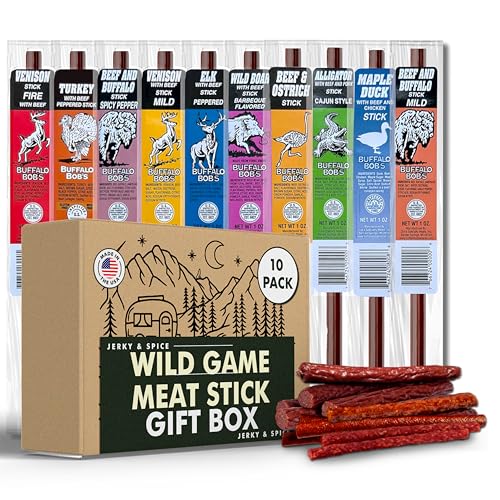 Jerky n Spice Wild Game Meat Sticks Gift Box 10 Pack Exotic - Jerky-n-Spice Official Imagery - 1