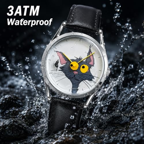 Never Catch Cat Wristwatch for Women Men, Funny Cat Chasing - Product Imagery
