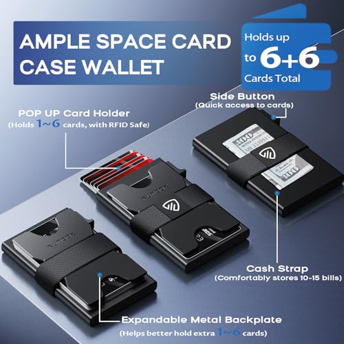 RUNBOX Slim Wallet for Men, RFID Aluminum Pop-Up Card Holder for - Product Imagery