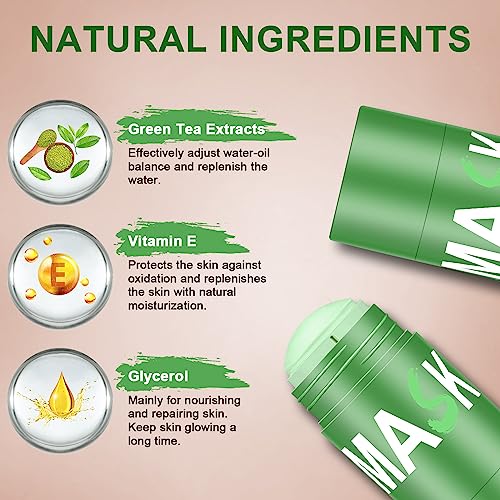 Green Tea Face Mask Stick for Face, Blackhead Remover with Green - Product Imagery