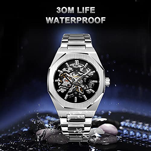 Tiong Men's Mechanical Watches,Luxury Skeleton Automatic Watch - Product Imagery