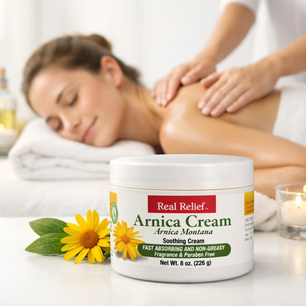 Real Relief Arnica Cream 8oz – Natural Hypoallergenic Cream