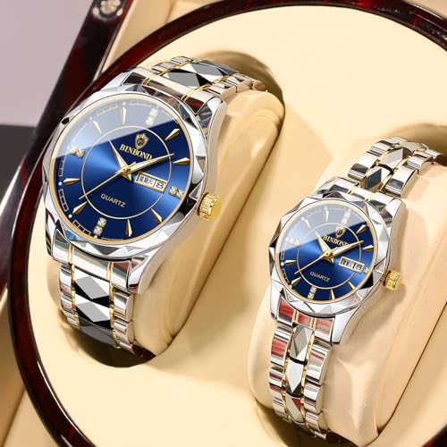 Valentines Couple Pair Watches Men and Women Luminous Calendar - Product Imagery