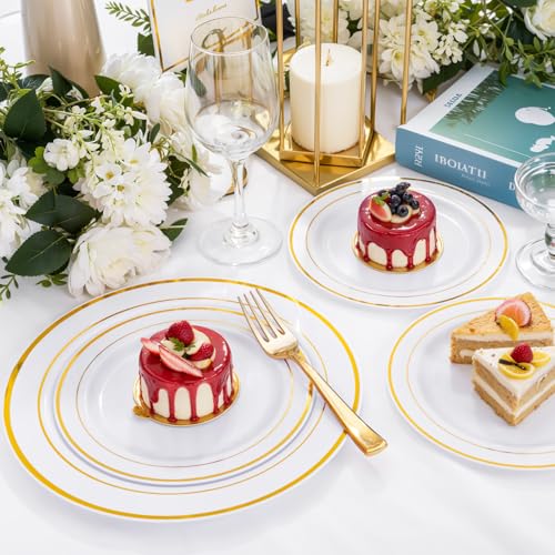 WDF300 Pieces Gold Plastic Silverware - Heavy Duty Disposable - Product Imagery