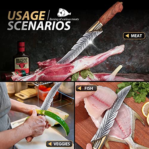 ROCOCO Feather Viking Knife Gift - Japanese Boning Knife - Product Imagery