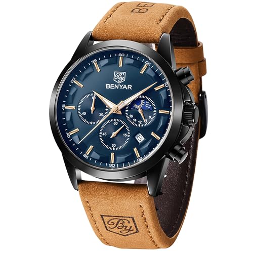 BENYAR Mens Watches Analog Quartz Chronograph Waterproof Wrist - Product Imagery