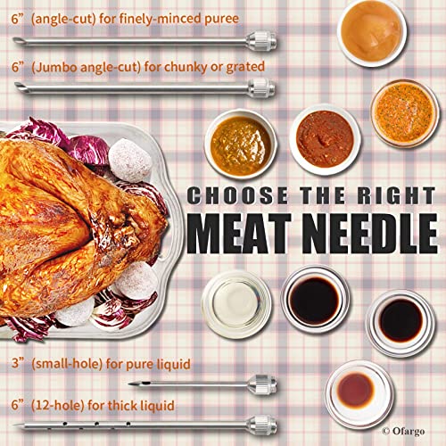Ofargo Stainless Steel Meat Injector Syringe Kit with 4 Marinade - Product Imagery