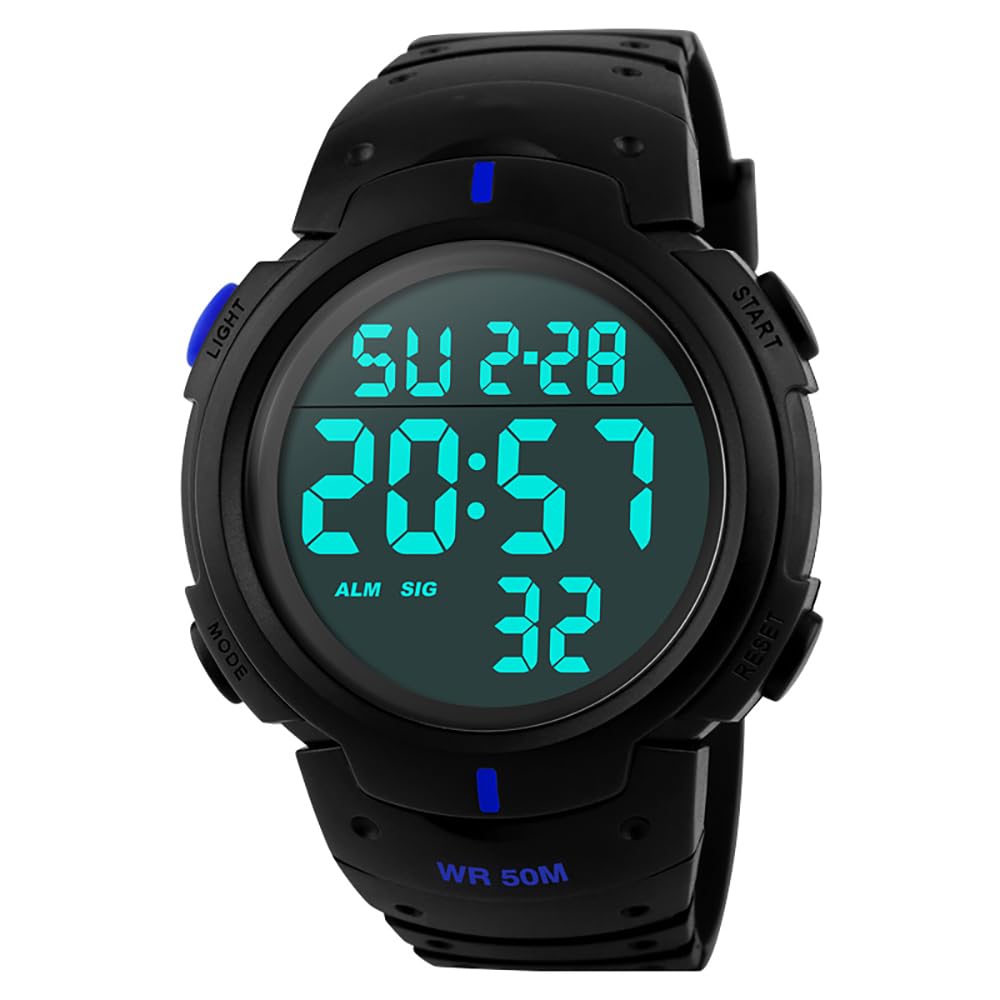 PASOY Men's Simple Outdoor Sports Digital Watch Waterproof Swim 50MM - View 8