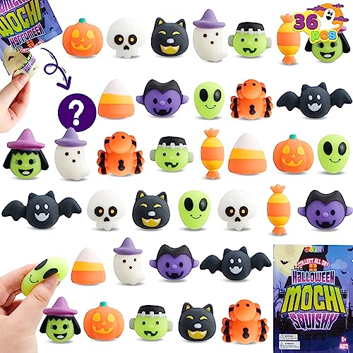 JOYIN 36 Pcs Halloween Mochi Squishy Toy in Blind Bags with 12 - Product Imagery