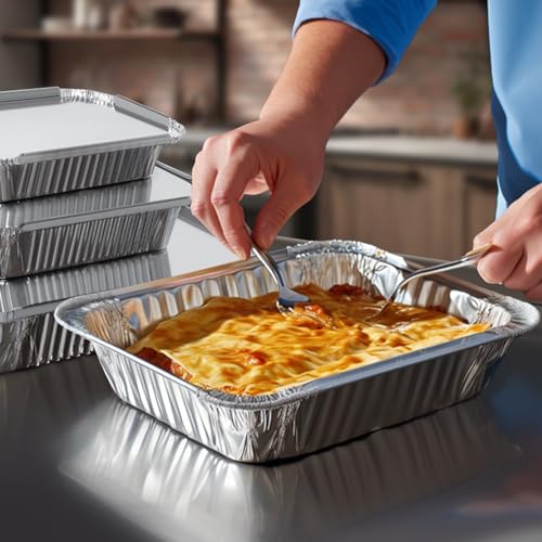 Notwoe® 30 Pack Disposable Aluminum Pans With Lids, 10x7.5 And - Product Imagery