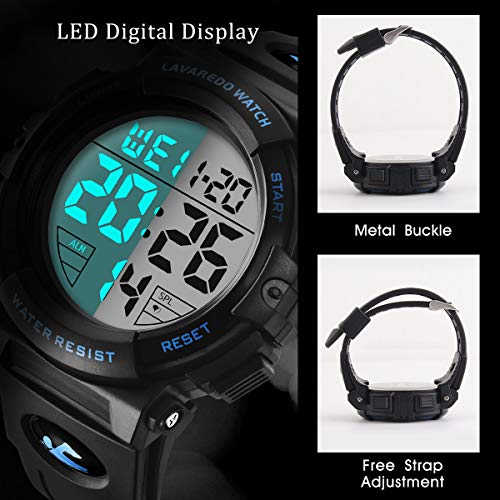 L LAVAREDO Mens Digital Watch Sports Military Watches Waterproof - Product Imagery