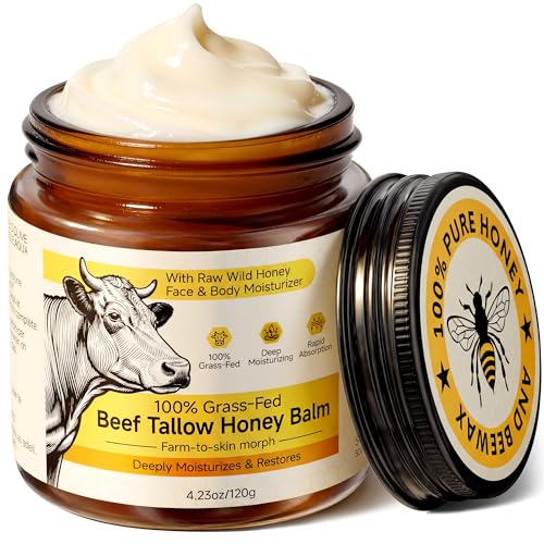 Beef Tallow for Skin & Face, Whipped Tallow and Honey Balm - Product Imagery