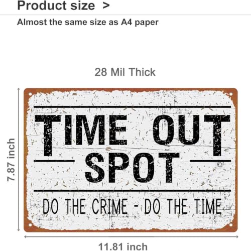 Vintage Time Out Spot Metal Sign 8x12 Inch Aluminum Retro Slogan - Product Imagery
