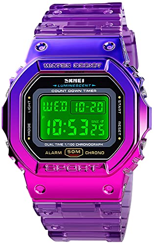 Gosasa Womens Watch Gradient Color Silicone Plating Digital - Product Imagery