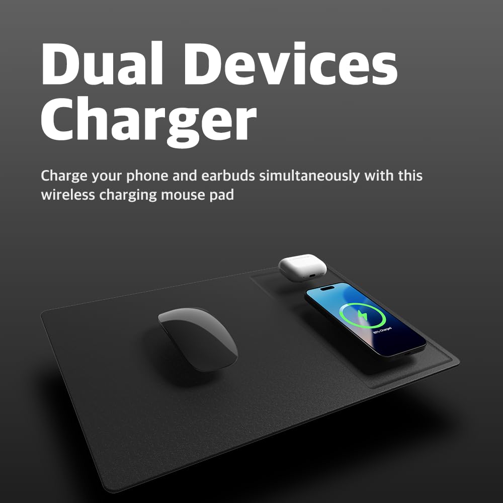 POUT H3 PRO Dual Qi Wireless Charging Mouse Pad Dual Fast - POUT Official Imagery - 3