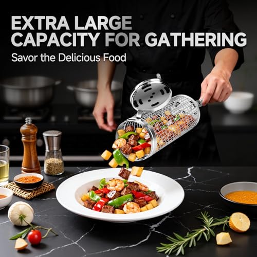 Rolling Grill Baskets,Grill Accessories for Veggies,Gifts for - Product Imagery
