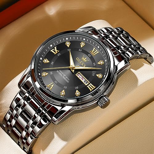 OLEVS Men Watch Analog Wood Wirst Watches Luxury Dress - Product Imagery