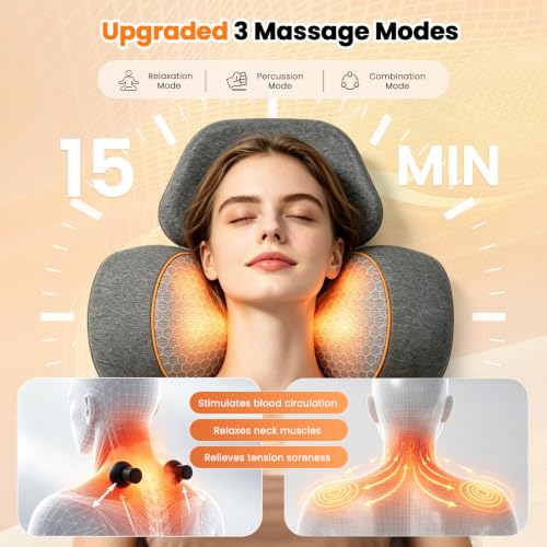 3-in-1 Rechargeable Neck Massager Pillow,Heated Traction Pillow - Product Imagery