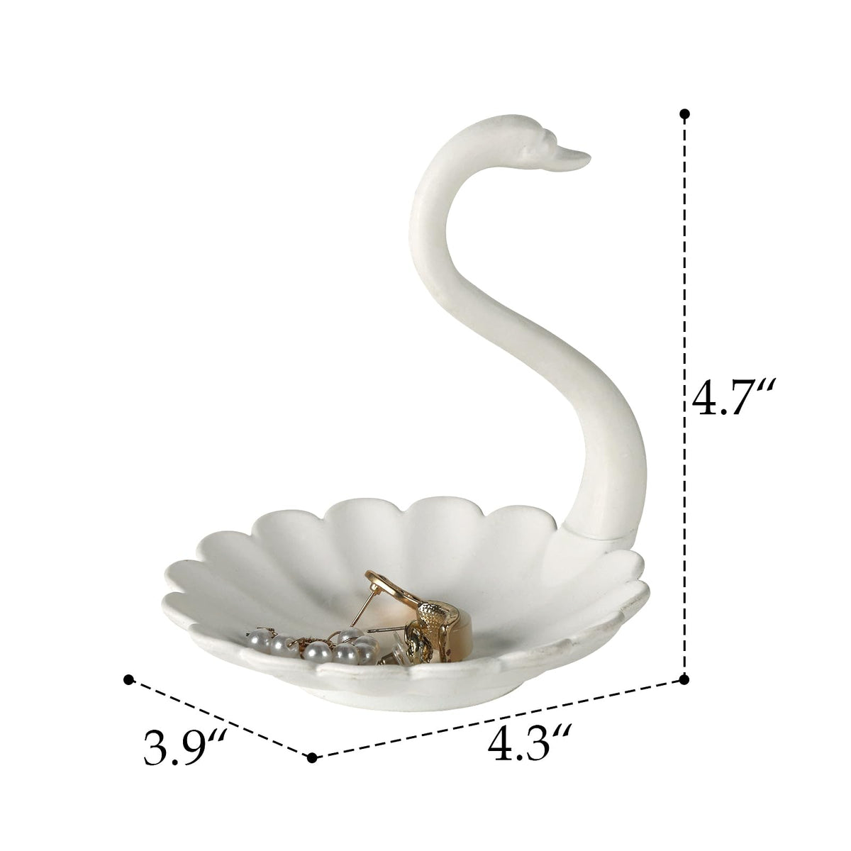 NIKKY HOME White Swan Ring Holder Jewelry Dish Elegant Small - NIKKY HOME Official Imagery - 3