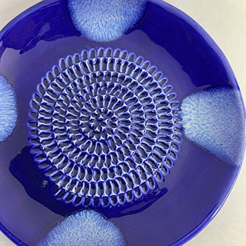 Premium Ceramic Garlic Grater Plate Set - Blue Cross Glazed - Product Imagery