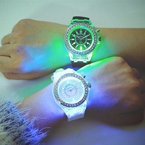 Silicone Bling Women Men Watch LED Luminous Colorful Lights - Product Imagery