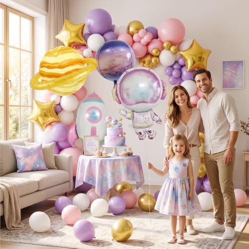 108PCS Pink Space Balloon Arch Kit for Girls – Dreamy Astronaut - Product Imagery