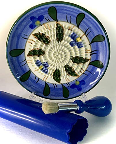 Premium Ceramic Garlic Grater Plate Set - Blue Lavender Plant - Product Imagery