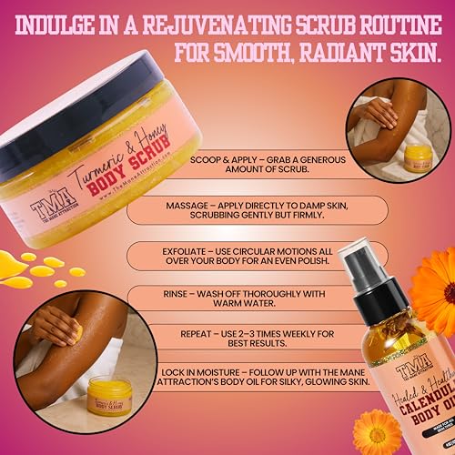 Turmeric Honey Body Scrub 8oz – Exfoliating Scrub for Dark - Product Imagery