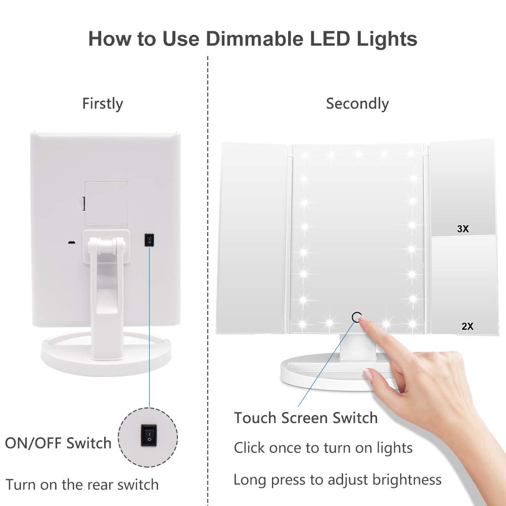 WEILY Makeup Mirror with 21 LED Lights Two Power Supply - WEILY Official Imagery - 6