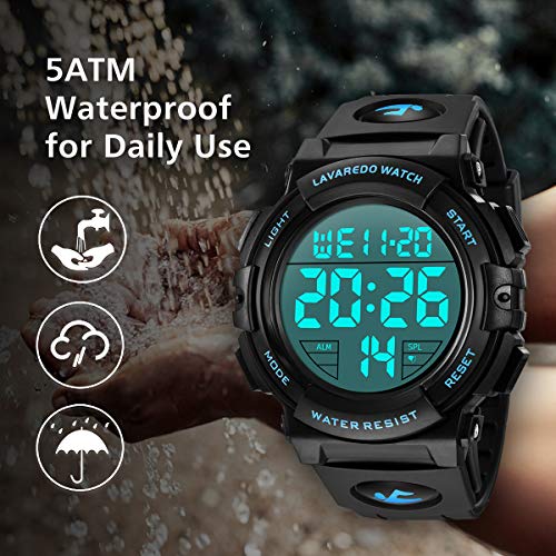 L LAVAREDO Mens Digital Watch Sports Military Watches Waterproof - Product Imagery