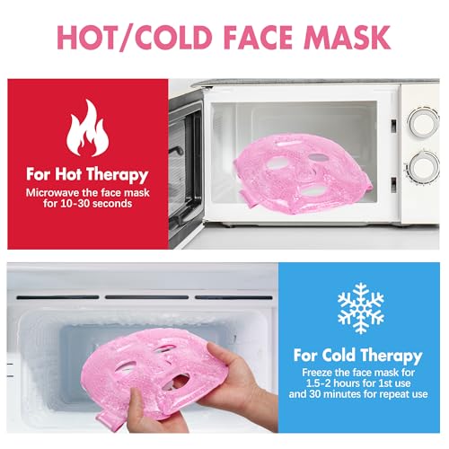 LotFancy Face Ice Pack, Reusable Ice Face Mask, Gel Bead Cold - Product Imagery