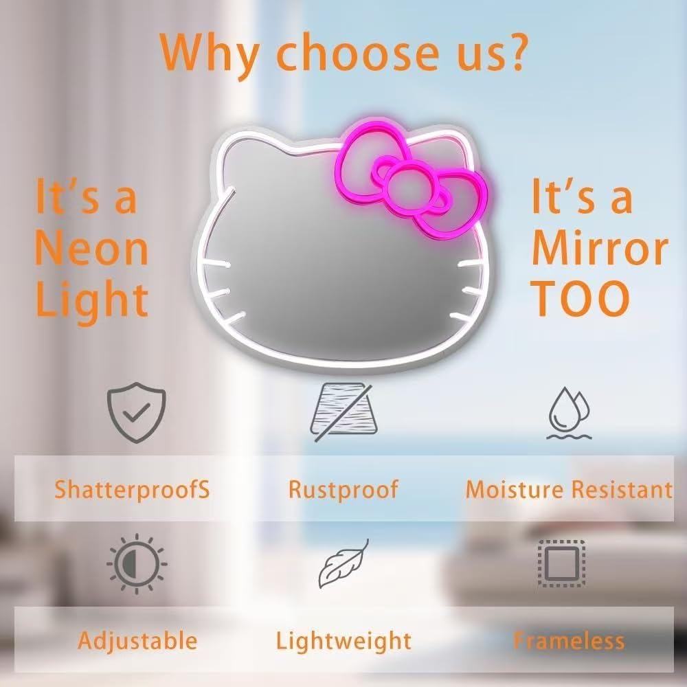 GALLIA Anime Hello Kit Mirror Vanity Neon Mirror with - GALLIA Official Imagery - 6
