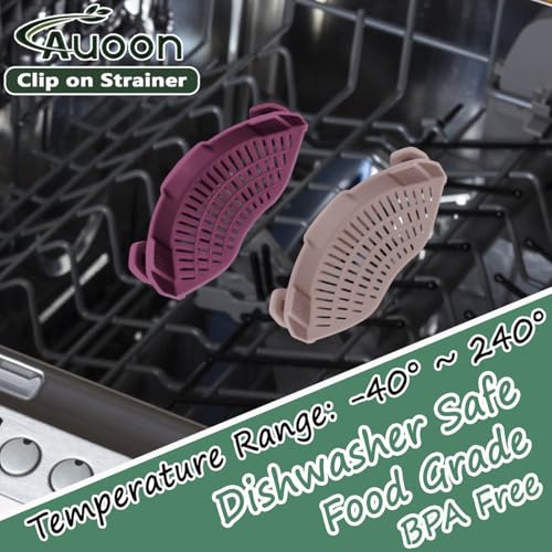 AUOON Clip On Strainer Silicone for Pots, Standard 8.86 x - Product Imagery