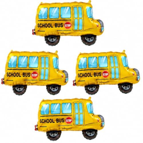 School Bus Balloons, 4 PCS Back to School Balloons with Large - Product Imagery