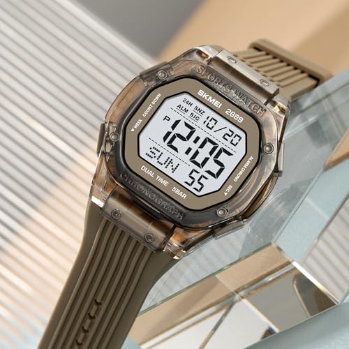 Gosasa Unisex Digital Sports Watch Transparent Square Watch - Product Imagery