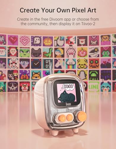 Divoom Tiivoo-2 Retro Bluetooth Speaker, FM Radio, Pixel Art - Product Imagery