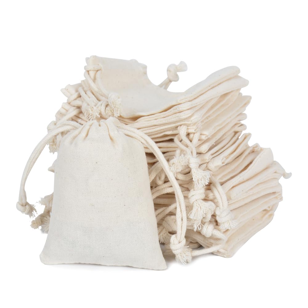 gobyhumm 50 Pcs Cotton Muslin Drawstring Sachet Pouch Bags 6 - gobyhumm Official Imagery - 8