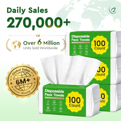 Elvira 100 Count Disposable Face Towels,Ultra Soft Skincare - Product Imagery