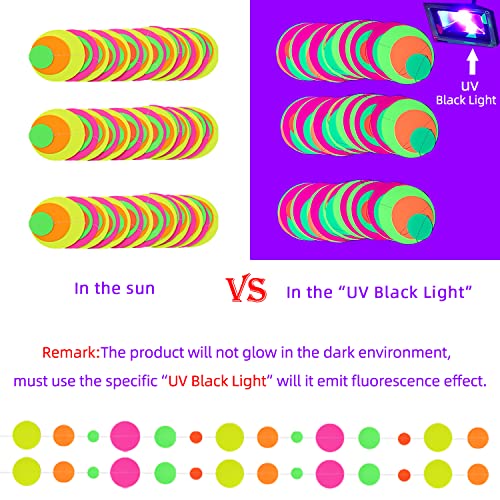 110feet UV Round Dot Paper Neon Garland Streamers Black Light - Product Imagery