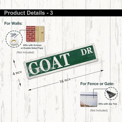 Goat Street Sign Funny Aluminum Plate Goat Décor Goat Lover Gift - Product Imagery