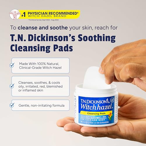 T.N. Dickinson's Cleansing Pads |100% Natural Witch Hazel + - Product Imagery