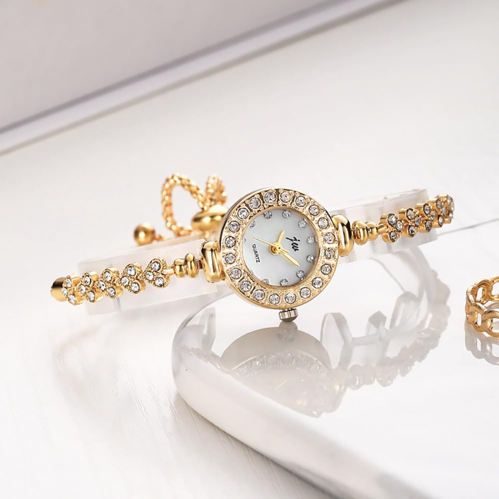 Women Crystal Bracelet Watch Elegant Heart Shaped Sliding - GOODLIYA Official Imagery - 3