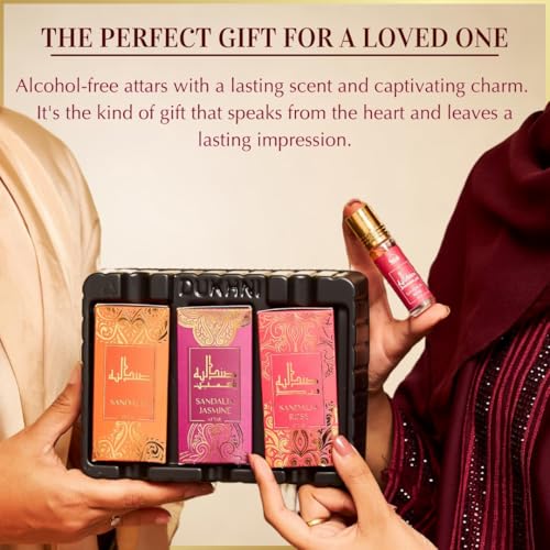 Dukhni Sandalwood Attar Oil 3 x 6ml Perfume Roll on | Islamic - Product Imagery