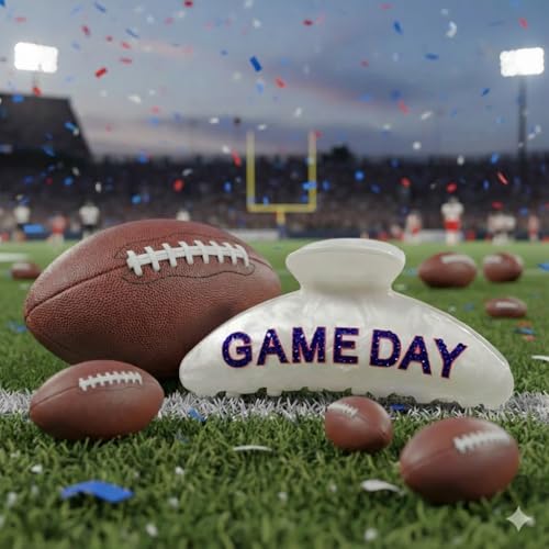 Game Day Hair Clips for Women Trendy White Blue Hair Claw Clips - Product Imagery