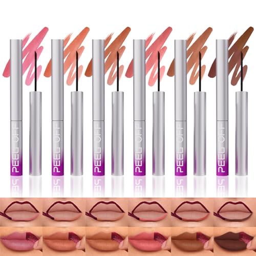 LANGMANNI 6Pcs Peel Off Lip Liner Set,Lip Stain Peel Off,Long-...