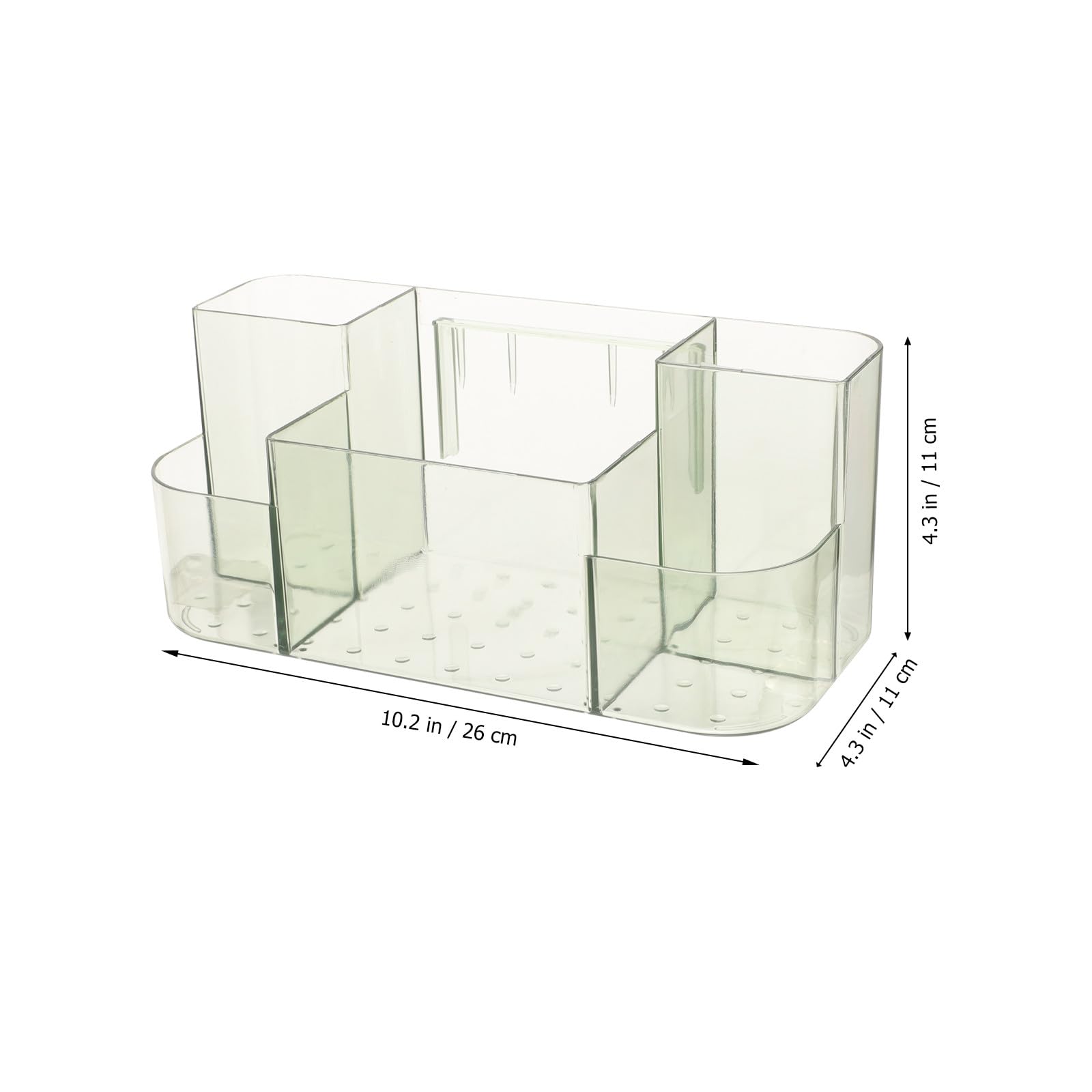 FESTFENDS wall-mounted makeup organizer caddy with multiple compartments, semi-transparent green bathroom storage for cosmetics and skincare